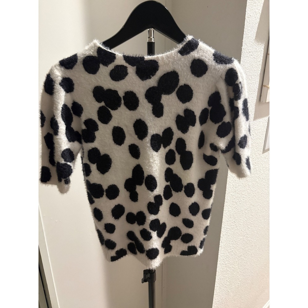 Rachel Zoe Womens Small Polka Dot Eyelash Knit Short Sleeve Sweater Chic Sz S - Picture 5 of 8